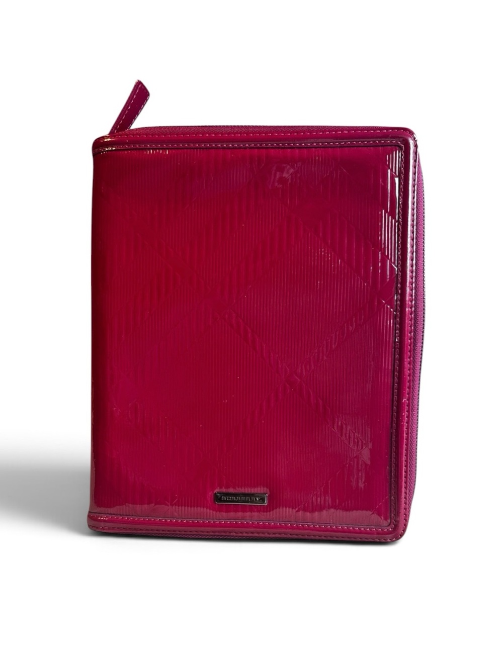 Burberry iPad Case Raspberry Patent Leather Tablet Zip Around Case Gloss Finish